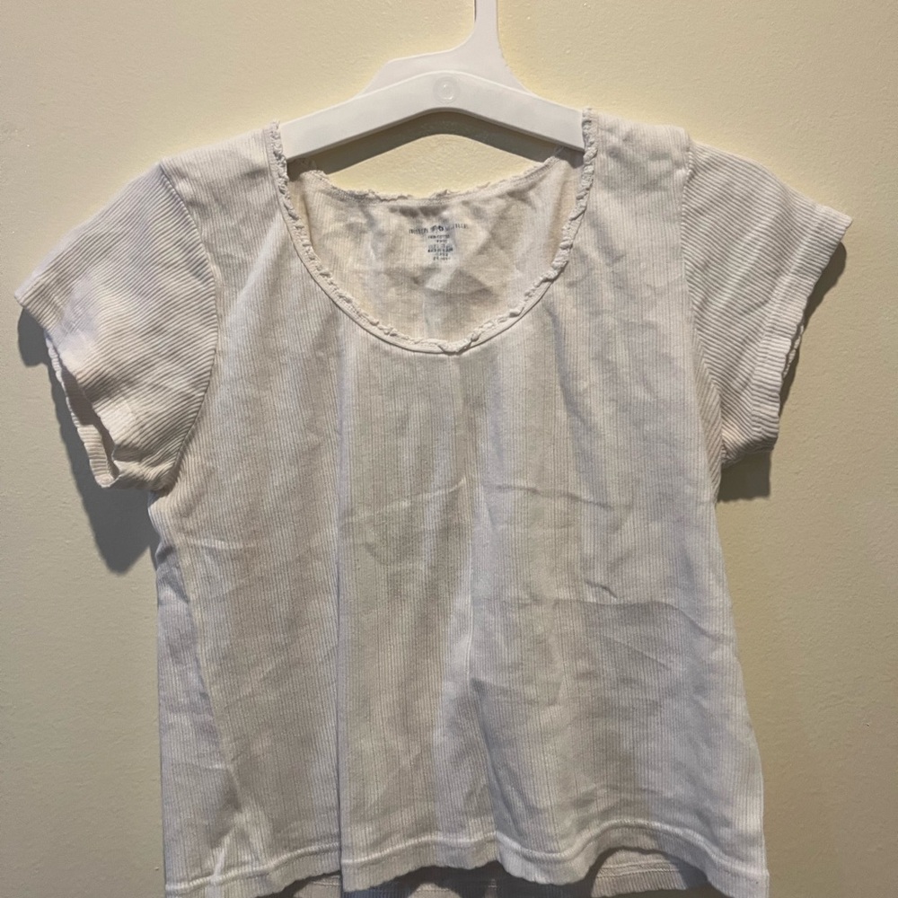 Brandy Melville White Short Sleeve Top (has a stain)